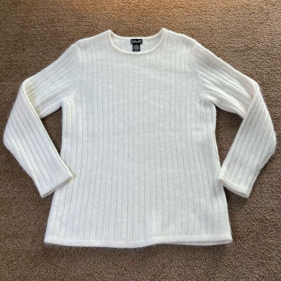 Rafaella Womens White Angora Wool Blend Pullover Long Sleeve Sweater Size Medium - Picture 1 of 5